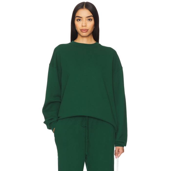 Donni. 【 X Revolve Eco Fleece Crewneck Sweatshirt Women Broccolini 】 フリース スウェット トレーナー レディースファッション トップス スウェット トレーナー レディース