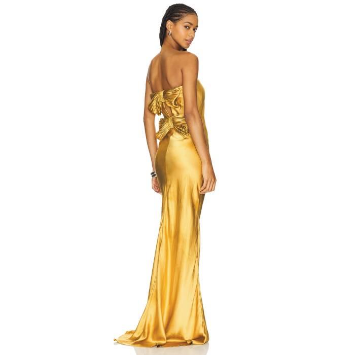 Alejandra Alonso Rojas 【 Bustier Bow Gown Women Gold Shibori 】 レディースファッション ドレス レディース ゴールド