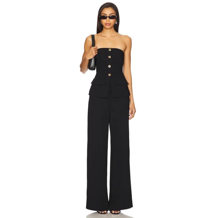 アマンダアプリチャード Amanda Uprichard 【 Yadira Jumpsuit Women Black 】 飛び降りる背広 レディース 黒いこと 黒いこと