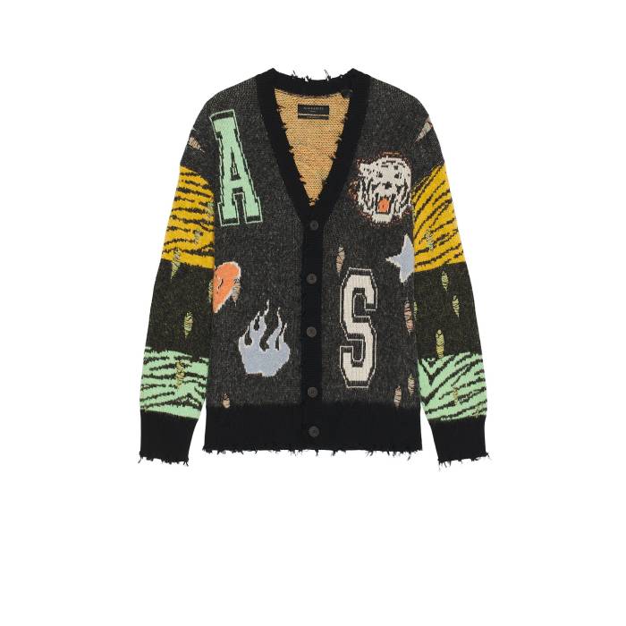 オールセインツ Allsaints 【 Akki Patch Cardigan Men Charcoal Grey 】 カーディガン メンズファッション トップス カーディガン メンズ チャコール 灰色 グレー