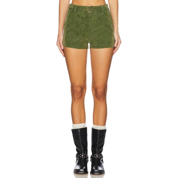 フリーピープル Free People 【 X Revolve Jada Suede Micro Short Women Chives 】 スエード・スウェード Micro ミクロ レディースファッション ボトムス パンツ レディース