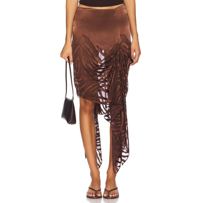Nbd 【 The Amren Midi Skirt Women Brown Burnout 】 レディースファッション ボトムス スカート レディース 茶色 ブラウン
