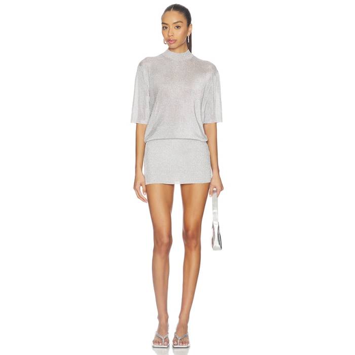 Seroya 【 Rae Metallic Mini Dress Women Silver 】 御召しもの レディース Silver しろがね色・しろがね色