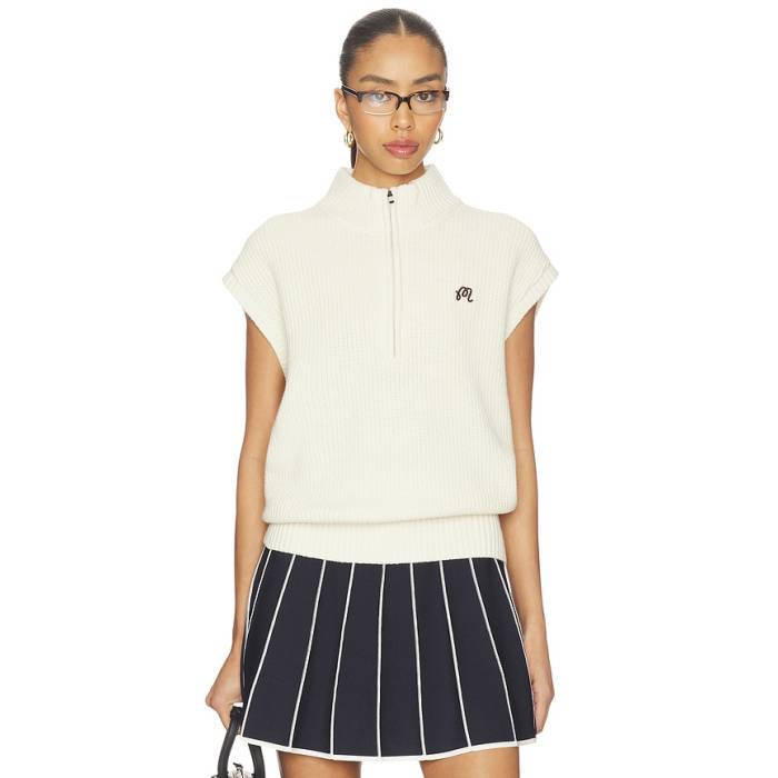 Malbon 【 Iva Sweater Vest Women Cream 】 調教師 より良い レディース 皮膚軟化剤