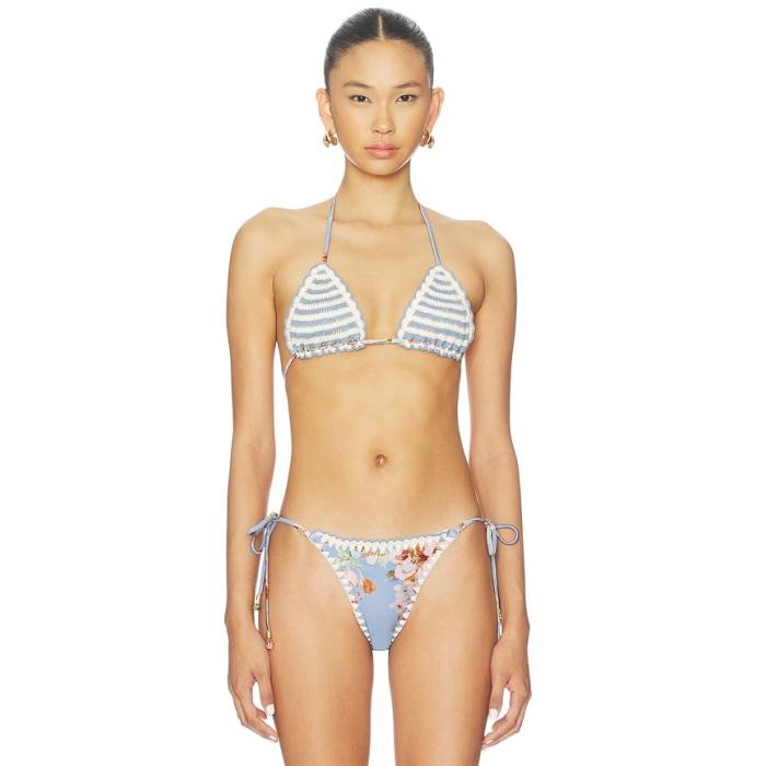 ジマーマン Zimmermann 【 Awaken Crochet Triangle Bikini Top Women Blue Stripe 】 レディース 青み 青色 Stripe 縞模様