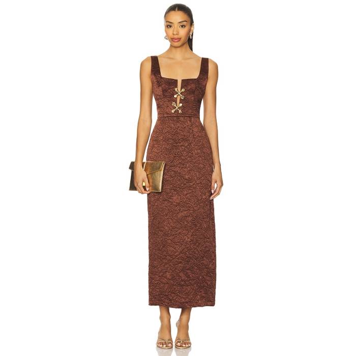 Usisi Sister 【 Lauren Acetate Dress Women Umber 】 御召しもの レディース