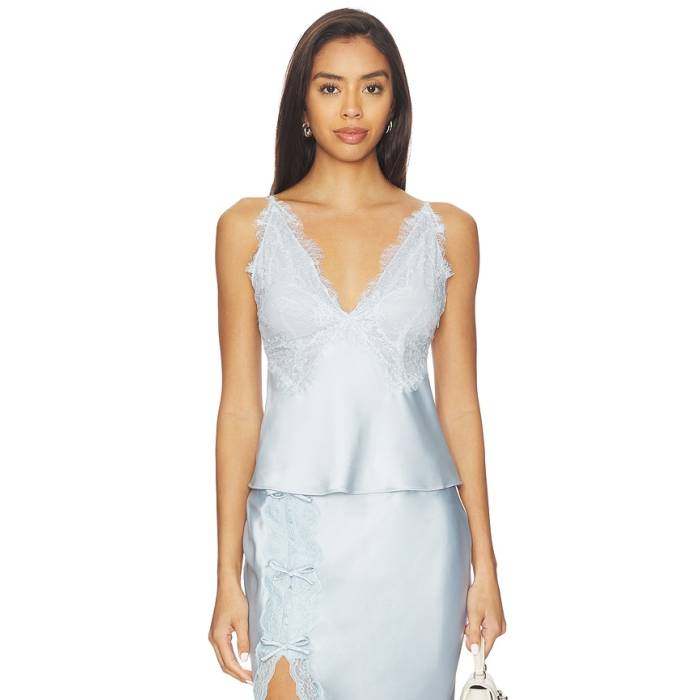 Loveshackfancy 【 Elloryn Top Women Airy Blue 】 レディース 青み 青色