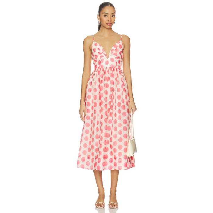 Cara Cara 【 Pero Midi Dress Women Celeste Spot Pink 】 御召しもの レディース pink サクラ色
