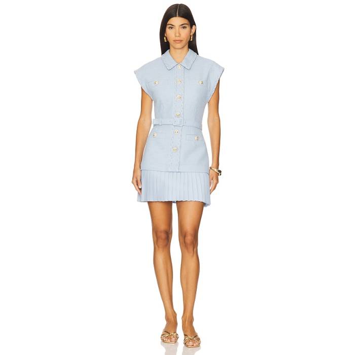 Rebecca Vallance 【 Jonie Mini Dress Women Pale Blue 】 御召しもの レディース 青碧 青碧