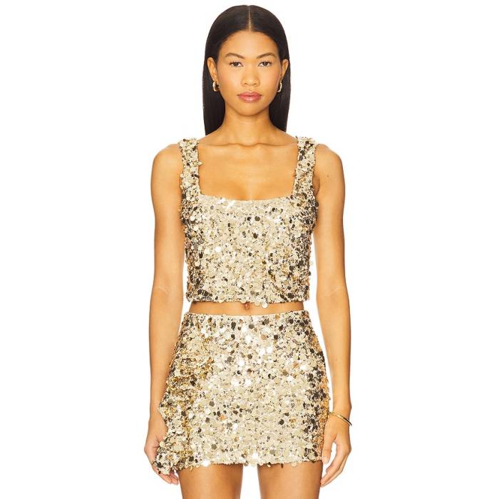 ショウミーユアムームー Show Me Your Mumu 【 Mixer Top Women Gold Metallic 】 レディース ゴールド