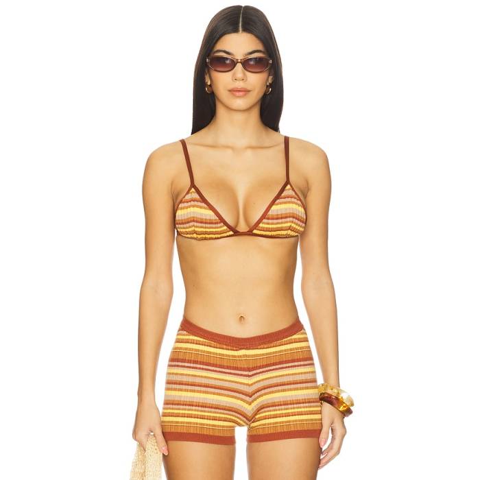 Bananhot 【 Ann Bralette Women Toffee Rib Stripes 】 レディース