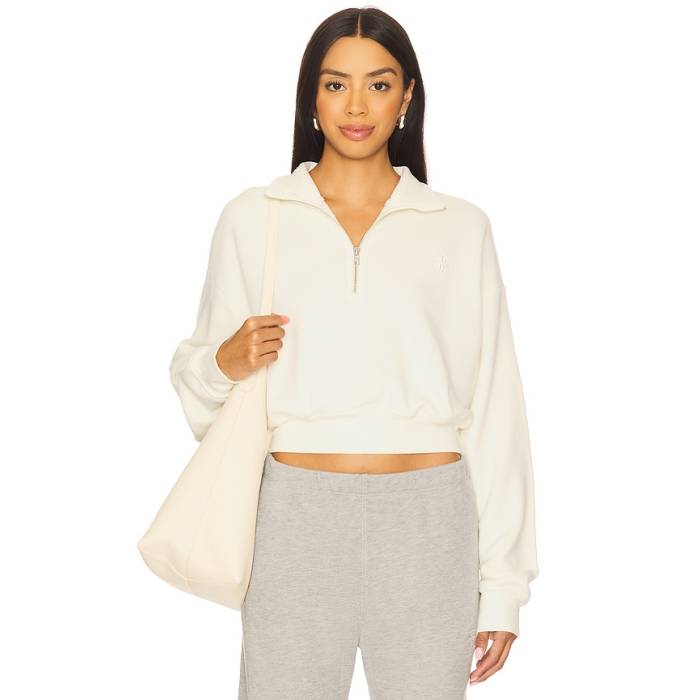 Eterne 【 Cropped Half Zip Sweatshirt Women Cream 】 二分の一 汗水 調教師 レディース 皮膚軟化剤