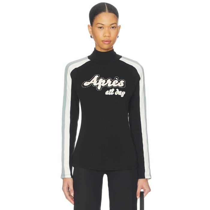 Alp N Rock 【 Apres All Day Mockneck Sweater Women Black \u0026Amp; Silver Blue 】 調教師 レディース 黒いこと 黒いこと Silver しろがね色・しろがね色 青碧 青碧