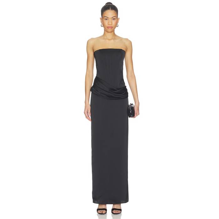 アマンダアプリチャード Amanda Uprichard 【 X Revolve Rue Gown Women Black 】 レディース 黒いこと 黒いこと