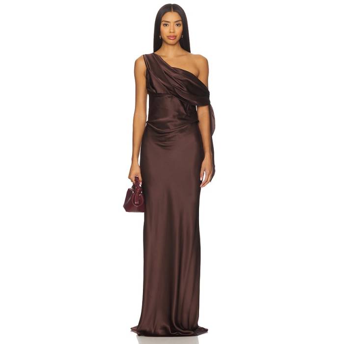 The Sei 【 Asym. Drape Gown With Tie Women Cocoa 】 タイ レディース