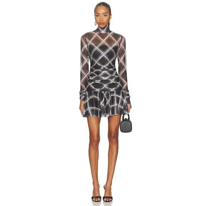 アマンダアプリチャード Amanda Uprichard 【 X Revolve Rumi Dress Women Edinburgh Plaid 】 お召しもの レディース レディースファッション-ドレス