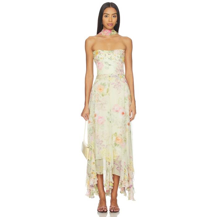 アマンダアプリチャード Amanda Uprichard 【 Monterey Dress With Scarf Women Endive Multi 】 お召しもの えり巻き レディース