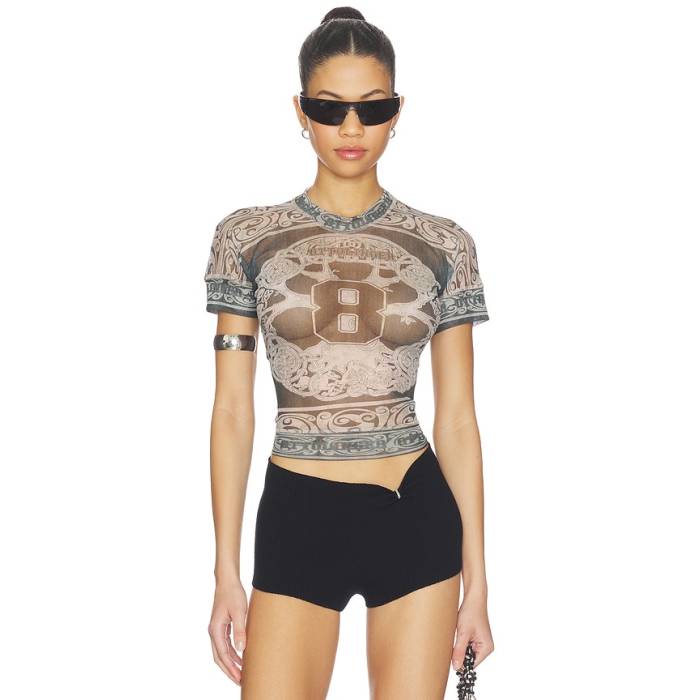 Ottolinger 【 Mesh T-Shirt Women Black 】 プルオーバー レディース 黒いこと 黒いこと