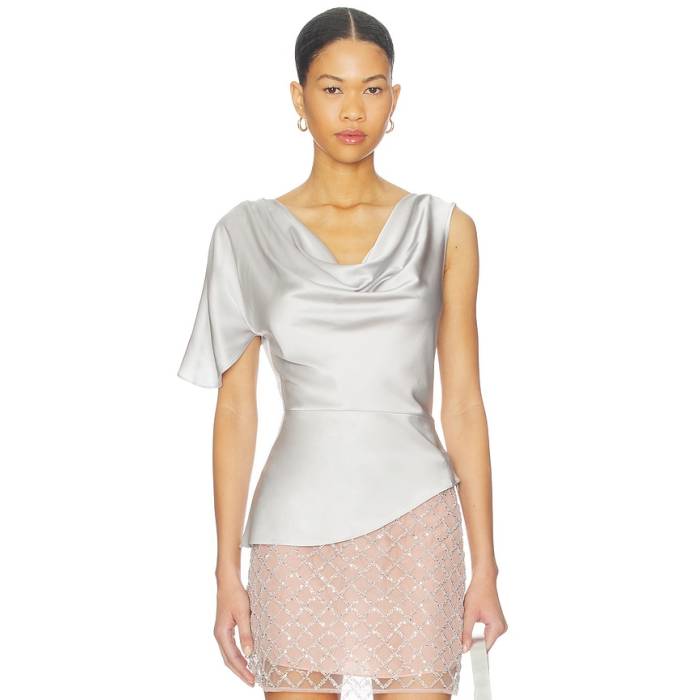 フルールドゥマル Fleur Du Mal 【 Asymmetrical Silk Top Women Platinum 】 レディース Platinum プラチナム