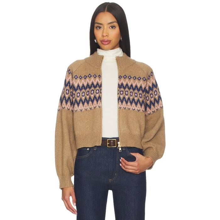 525 America 【 Alma Fairisle Zip Front Cardigan Women Pink Multi 】 ジレー レディース pink サクラ色