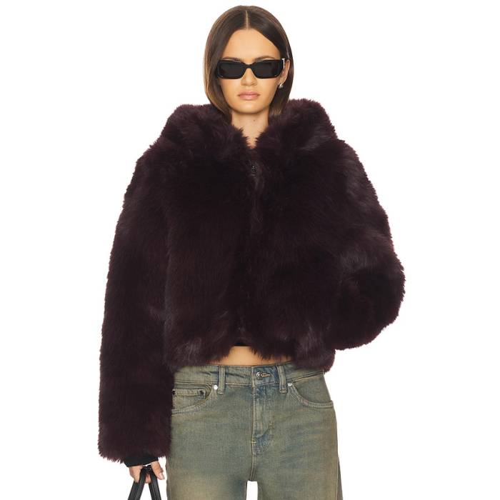 フリーピープル Free People 【 Louder Please Faux Fur Jacket Women Grape 】 Jacket 上衣 レディース