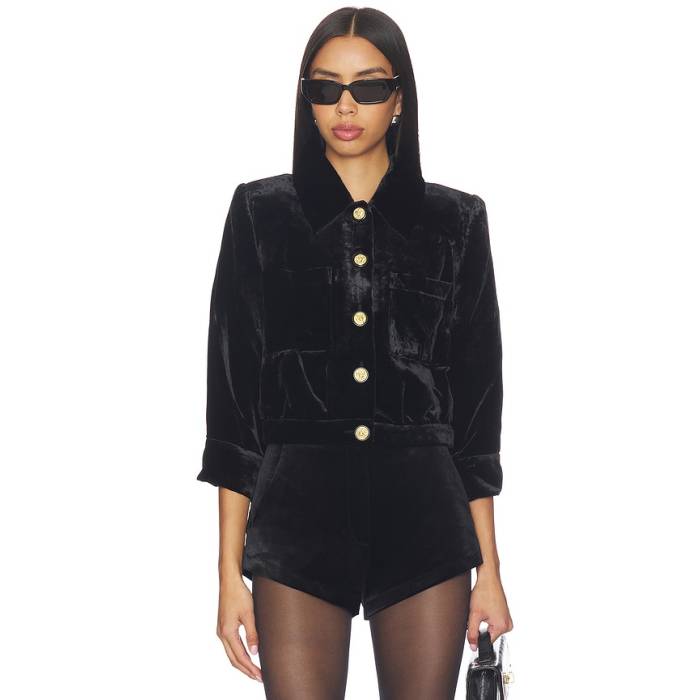 L\u0027agence 【 Jia Crop Jacket Women Black 】 Crop クロップ Jacket 上衣 レディース 黒いこと 黒いこと