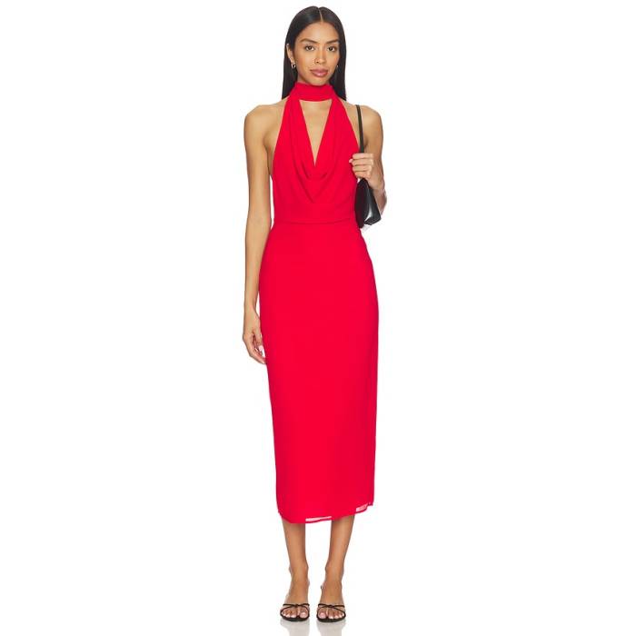 More To Come 【 Ria Halter Midi Dress Women Cherry Red 】 お召しもの レディース Red 赤・赤いこと