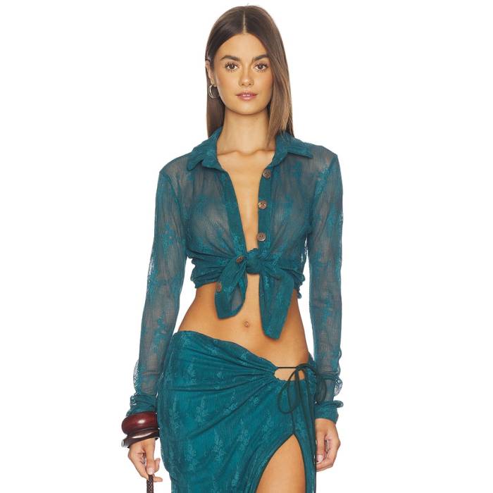 Azulu 【 Mallik Shirt Women Teal 】 レディース