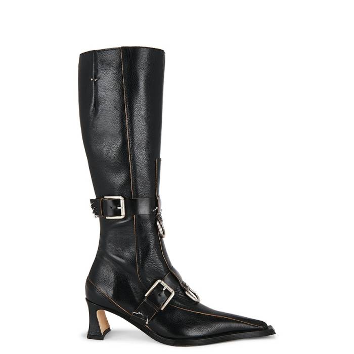 Miista 【 Eliya Buckled Tall Boots Women Black 】 ブーツ レディース 黒いこと 黒いこと