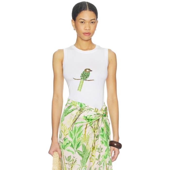 Verandah 【 Hand Beaded Parrot Tank Women White 】 貯蔵タンクいの一番 レディース 白いこと 白いこと