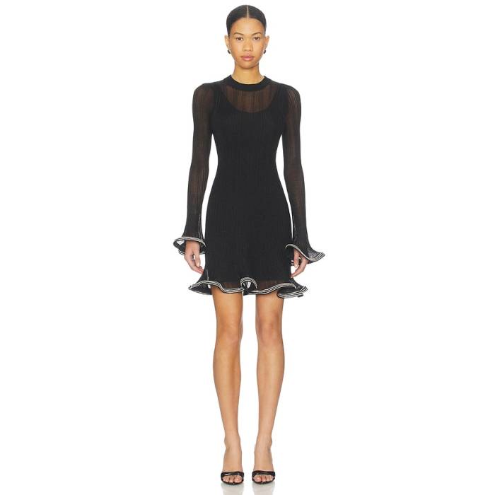 Simkhai 【 Zelda Long Sleeve Mini Dress Women Black 】 Sleeve 捩り お召しもの レディース 黒いこと 黒いこと