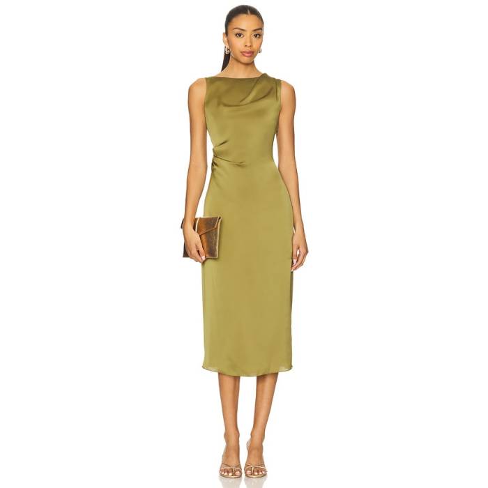 行動論理 Theory 【 Shoulder Drape Dress Women Avocado 】 御召しもの レディース