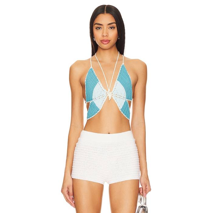 Lovers And Friends 【 Butterfly Love Top Women Teal \u0026Amp; Light Blue 】 レディース 青味 青味