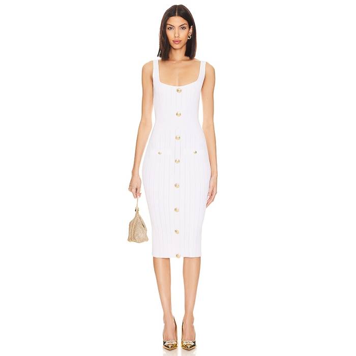 Retrofete 【 Laney Dress Women White \u0026Amp; Gold 】 御召しもの レディース 白いこと 白いこと ゴールド