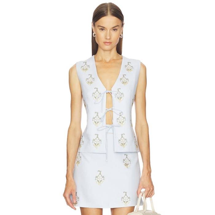 Rosewater House 【 Sarv Vest Women Blue \u0026Amp; White 】 より良い レディース 青碧 青碧 白いこと 白いこと
