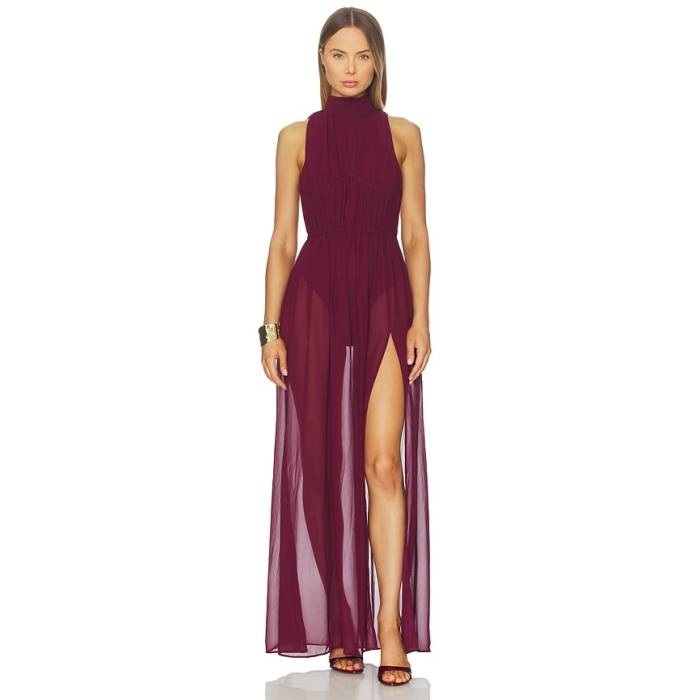 Michael Costello 【 X Revolve Cadiz Gown Women Burgundy 】 レディース ぶどう酒色・バーガンディー