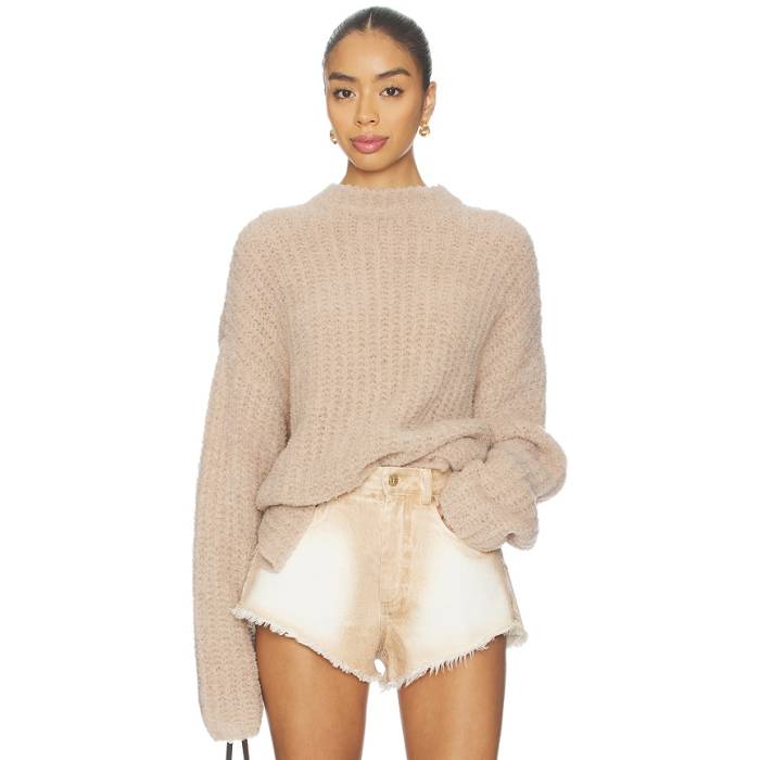Lapointe 【 Oversized Crew Neck Sweater Women Champagne 】 労働者の一団 調教師 レディース