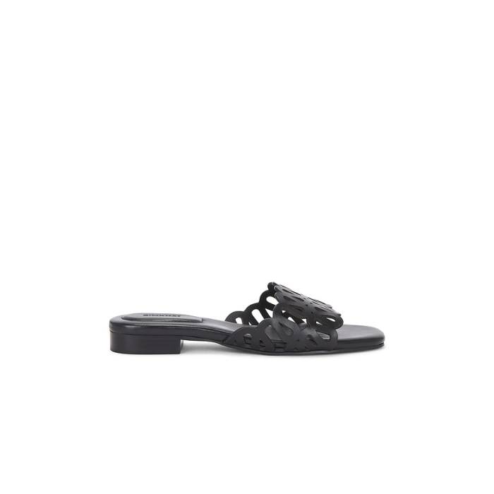 Simkhai 【 Mccall Laser Cut Leather Flat Slide Women Black 】 Laser レーザ なめし革 Slide サンダル レディース 黒いこと 黒いこと