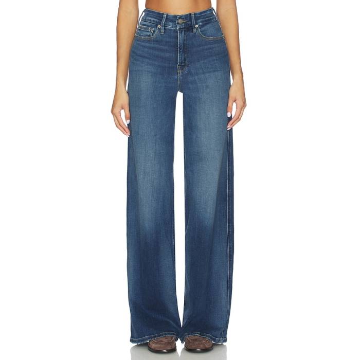 好ましいアメリカン Good American 【 Soft Tech Good Skate Wide Leg Jeans Women Indigo891 】 テック Skate 滑る デニム レディース
