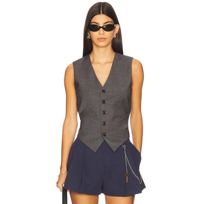 アレキサンダーワン Alexander Wang 【 Tailored Vest With Chain Women Dark Grey Melange 】 より良い レディース 薄墨色 薄墨色