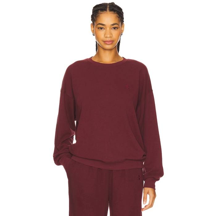 Eterne 【 Oversized Lightweight French Terry Crewneck Sweatshirt Women Oxblood 】 汗水 調教師 レディース 赤・オックスブラッド