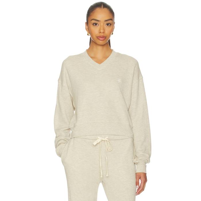 Eterne 【 Cropped V-Neck Sweatshirt Women Heather Oatmeal 】 Vのど首 汗水 調教師 レディース heather ギョリュウモドキ