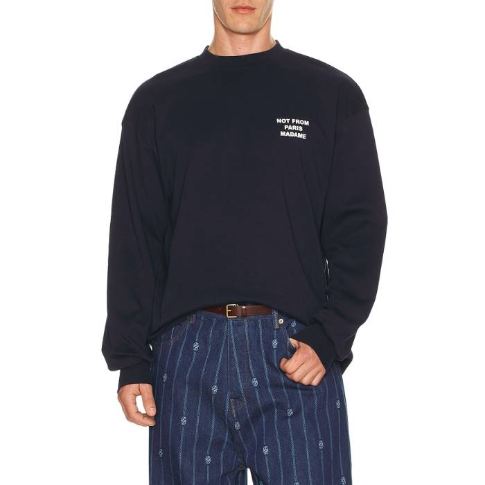 【 Le T-Shirt Slogan Men Navy 】 Tシャツ メンズ 紺色 ネイビー｜スニケス
