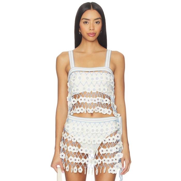My Beachy Side 【 Fleur Hand-Crocheted Top Women Baby Blue 】 レディース 青碧 青碧