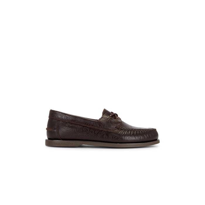 スペリー Sperry 【 X One Of These Days Lou Boat Shoe Men Chocolate Leather Embossed 】 メンズ なめし革