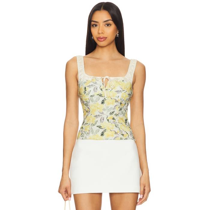 Astr The Label 【 Milkmaid Top Women Lemon Floral 】 レディース トップス-レディースファッション