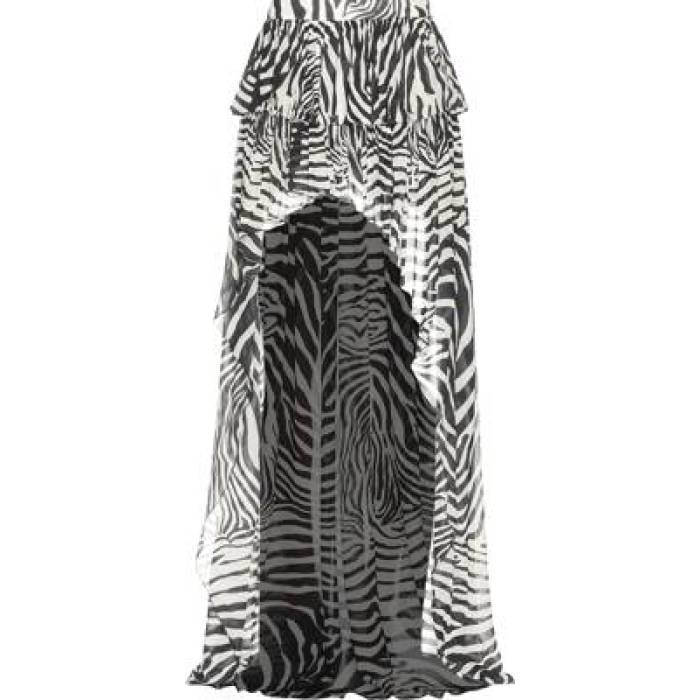 Blumarine 【 Print Chiffon Skirt Women Natural White \u0026Amp; Black 】 レディース 自然的 白いこと 白いこと 黒いこと 黒いこと