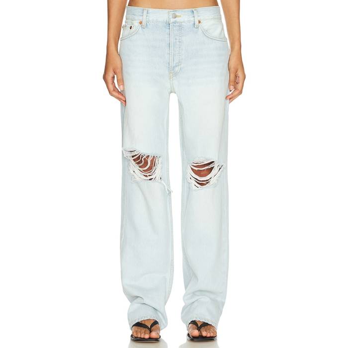 Re/Done 【 Loose Long Wide Leg Leg Jeans Women Acqua Destroy 】 デニム レディース