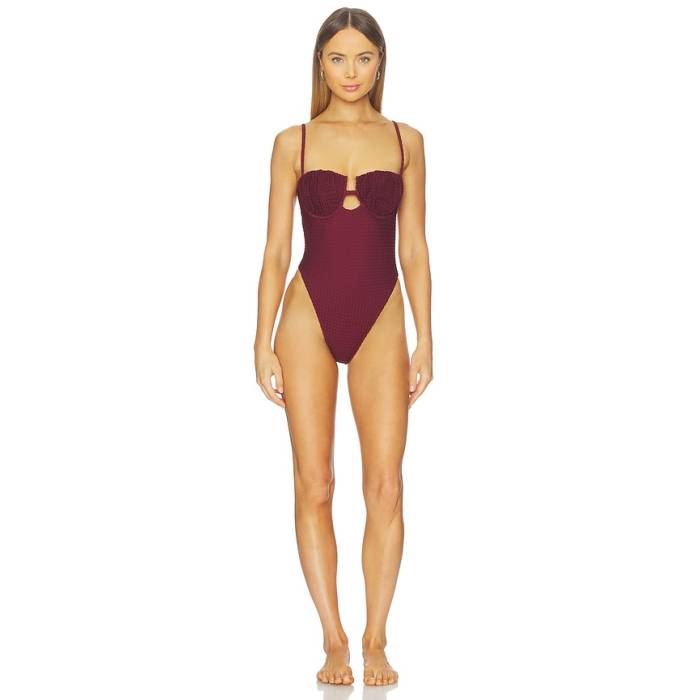 モンシー Montce 【 Petal One Piece Women Maroon Crochet 】 レディース マルーン