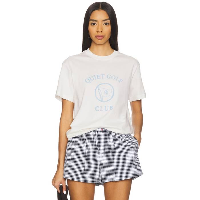 Quiet Golf 【 Bay Club T-Shirt Unisex White 】 野球クラブ プルオーバー ユニ一発やる 白いこと 白いこと